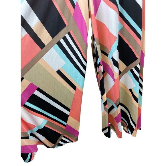 Dressbarn Sleeveless Wide Leg Jumpsuit Black Colorful Gold Collar Women's Size L - Picture 4 of 10